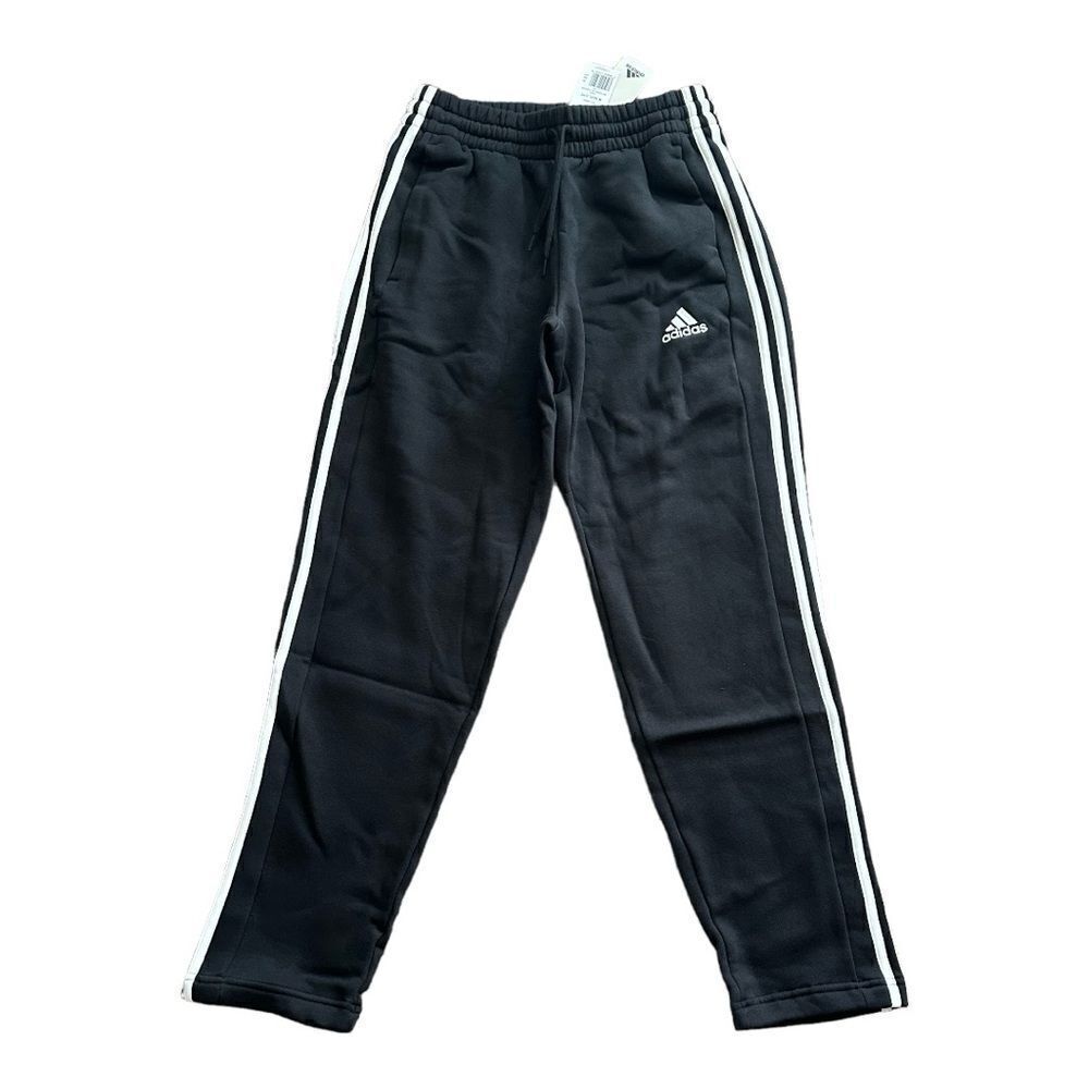 Adidas Essentials 3-Stripe Fleece Joggers Black White Men’s Small IB4039 NWT